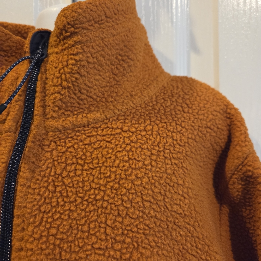 Kari Traa Fleece Sweater Athletic Jacket Full Zip Womens Small Burnt Orange Blue - Picture 2 of 9